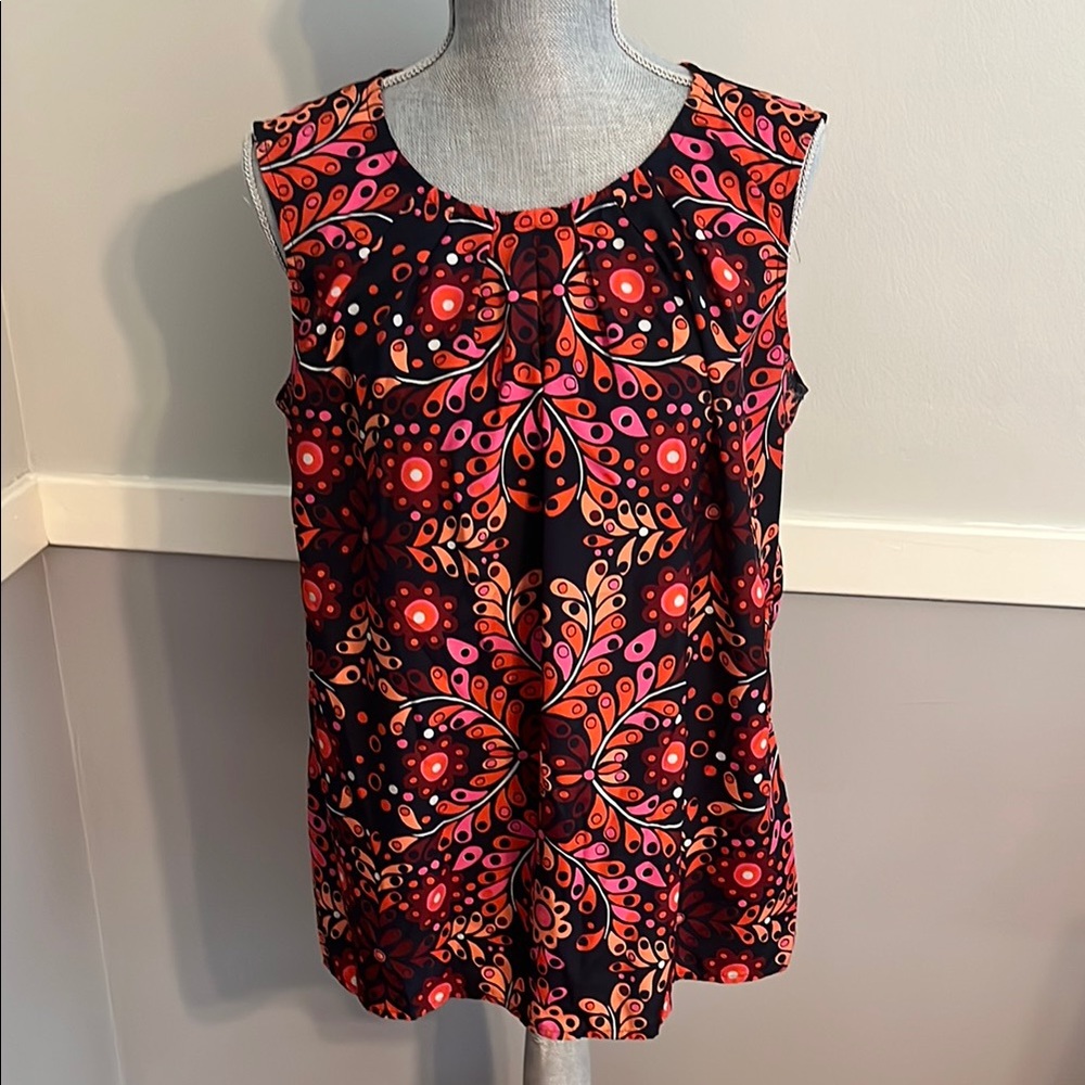Vibrant Sleeveless Top - Navy Blue and Pink